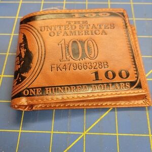 100 Dollar Bill Wallet 9 x 3.5 Pleather